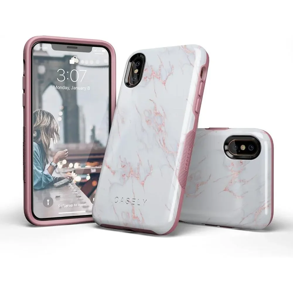 NEW Casely iPhone X Case Subtle Blush | White and Pink Marble | Bold Protective